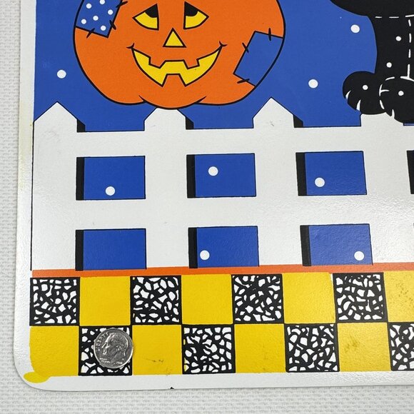 4 VTG B&D Barth & Dreyfuss Halloween Vinyl Placemats Black Cat Jack-o-Lantern - Picture 5 of 7